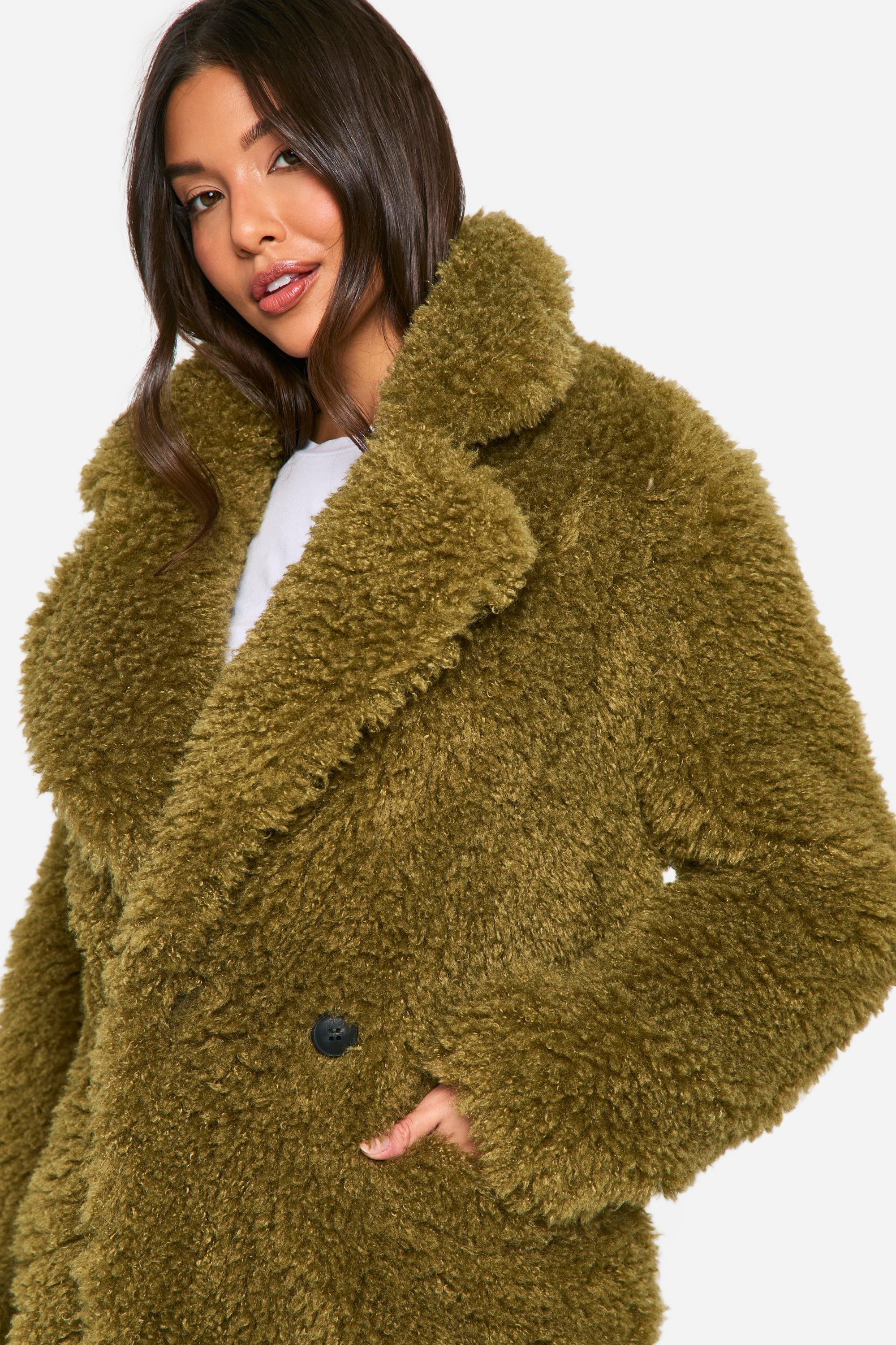 Boohoo Women s Teddy Faux Fur Coat